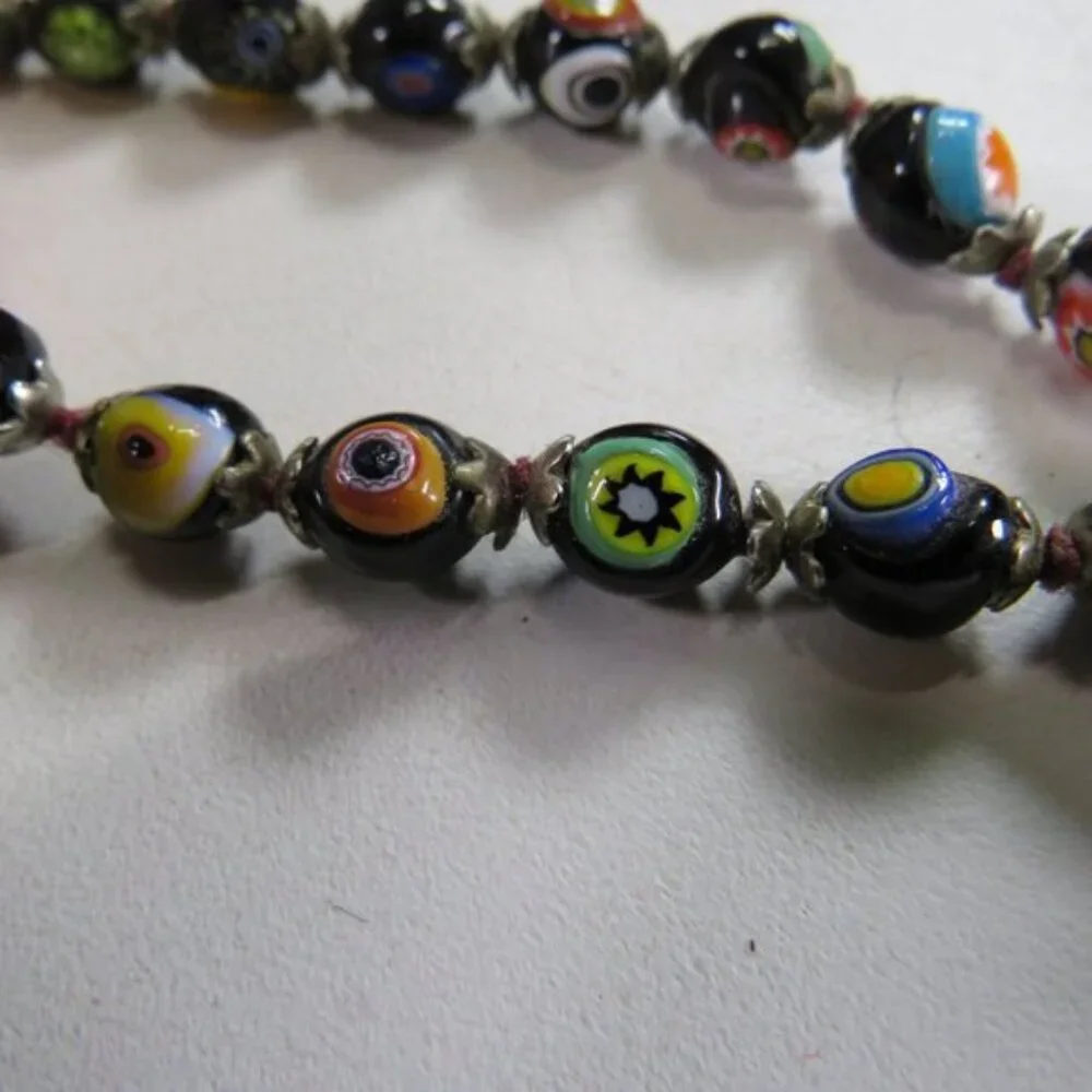 Vintage Millefiori Glass (52) BEADS Double Sided Handmade Multi Colored